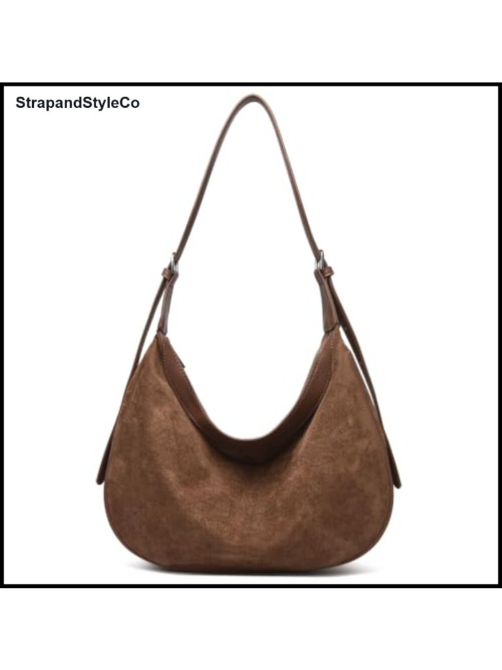 Faux Suede Hobo Bag Slouchy Crescent Shoulder Purse Everyday Handbag
